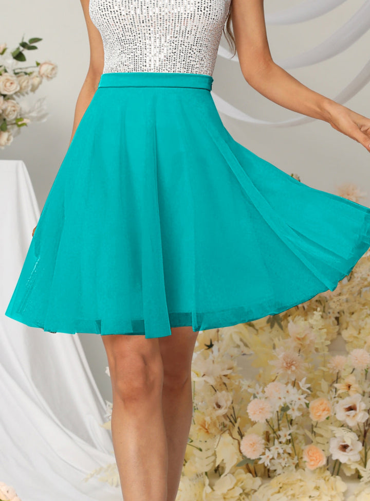 Tulle Knee Length Dress Layered Tulle Skirt for Party-koscy