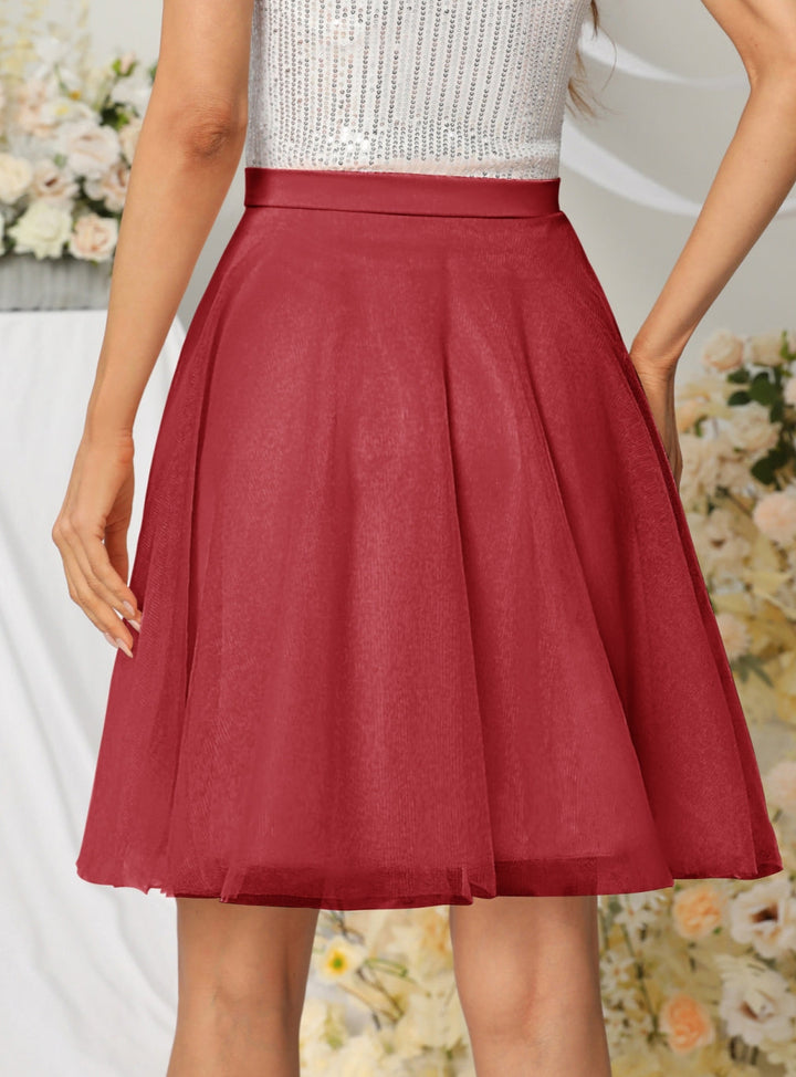 Tulle Knee Length Dress Layered Tulle Skirt for Party-koscy