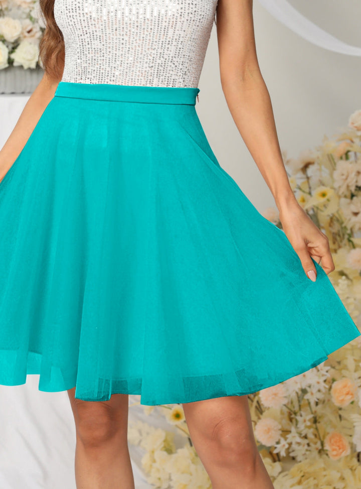 Tulle Knee Length Dress Layered Tulle Skirt for Party-koscy