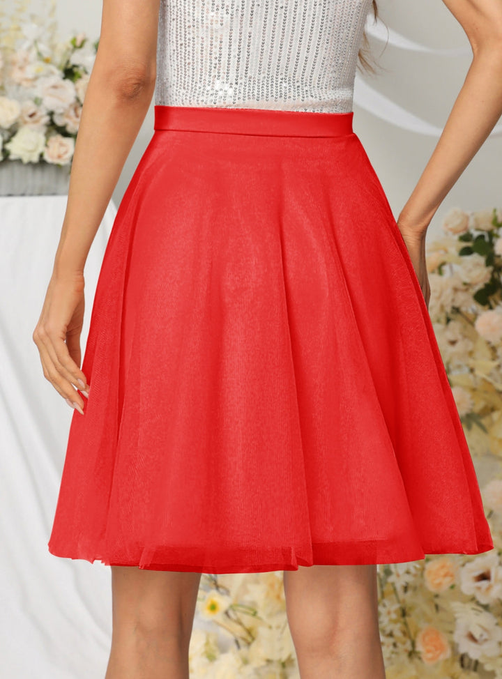 Tulle Knee Length Dress Layered Tulle Skirt for Party-koscy