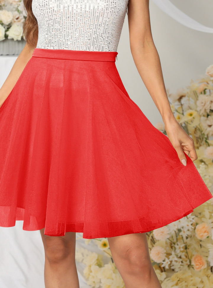 Tulle Knee Length Dress Layered Tulle Skirt for Party-koscy