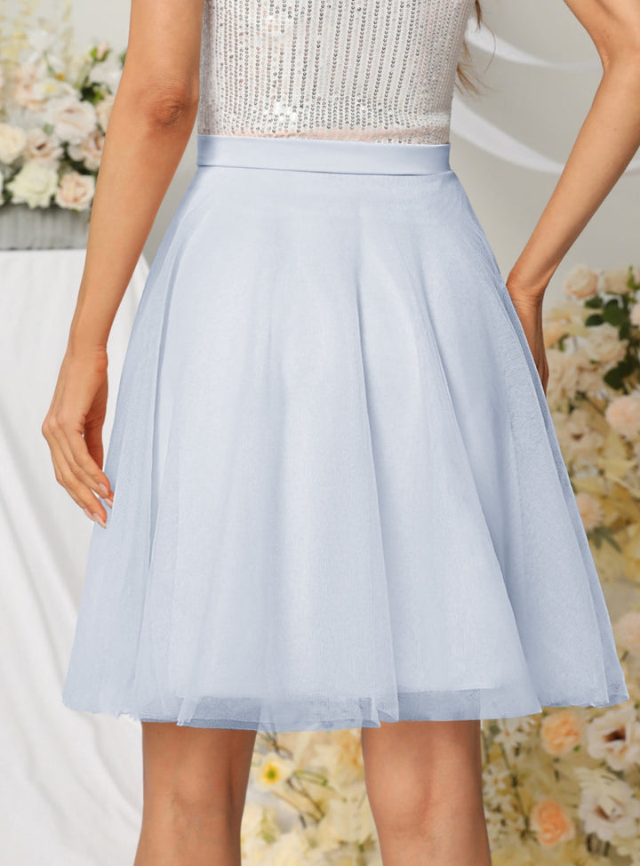 Tulle Knee Length Dress Layered Tulle Skirt for Party-koscy