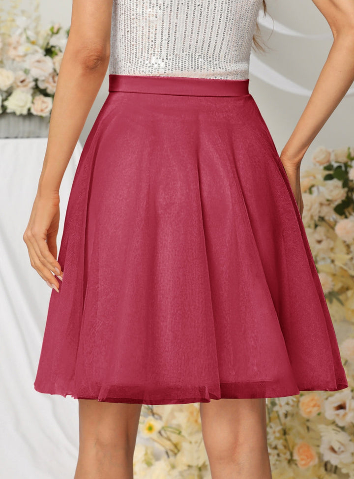 Tulle Knee Length Dress Layered Tulle Skirt for Party-koscy