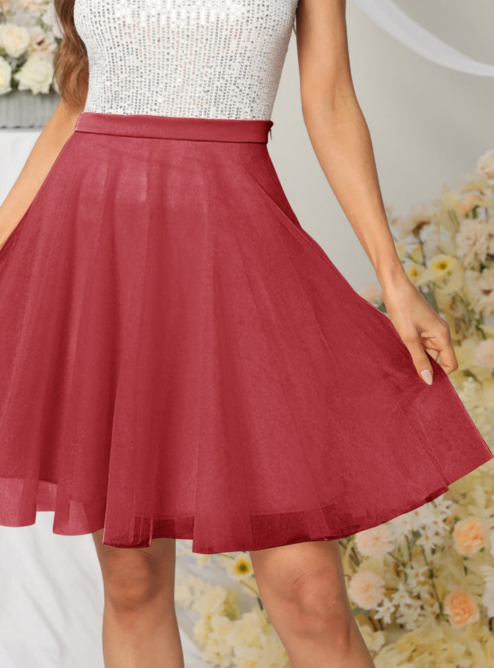 Tulle Knee Length Dress Layered Tulle Skirt for Party-koscy