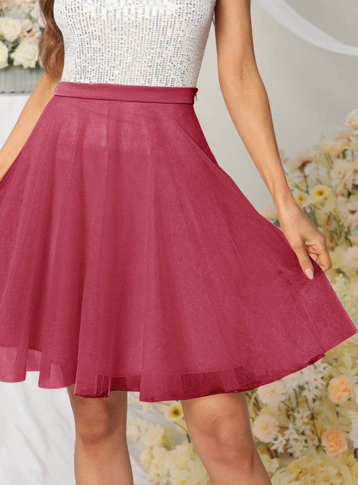 Tulle Knee Length Dress Layered Tulle Skirt for Party-koscy
