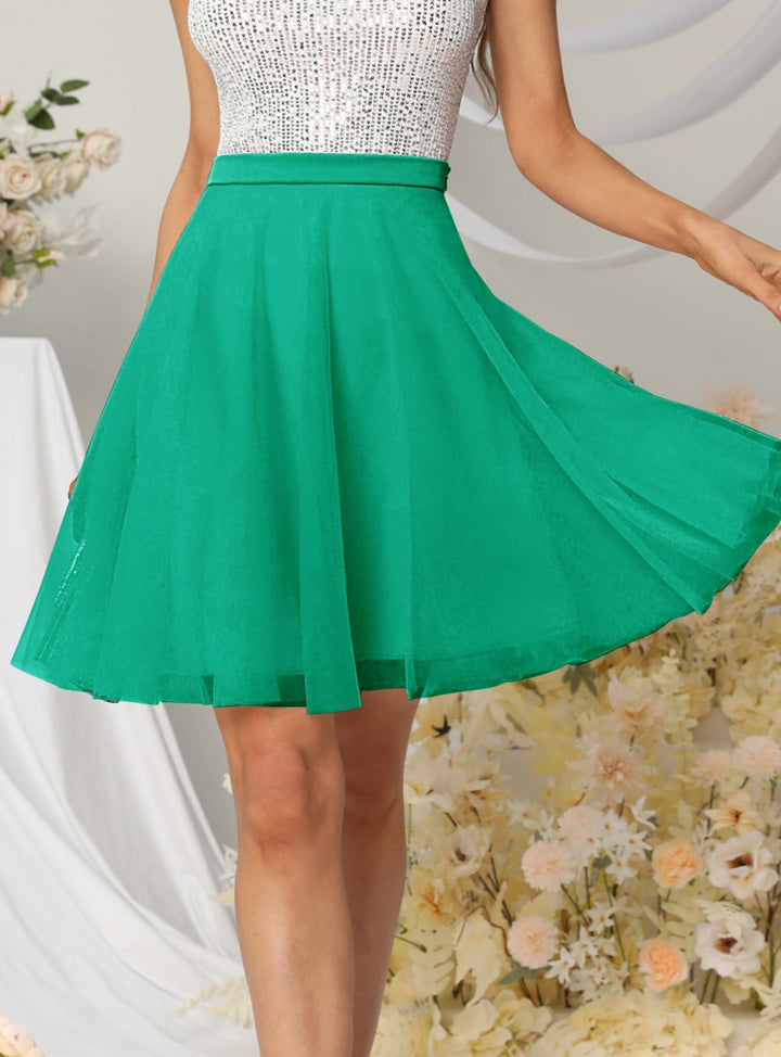 Tulle Knee Length Dress Layered Tulle Skirt for Party-koscy