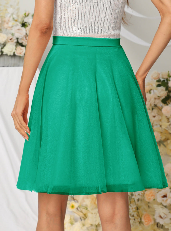 Tulle Knee Length Dress Layered Tulle Skirt for Party-koscy