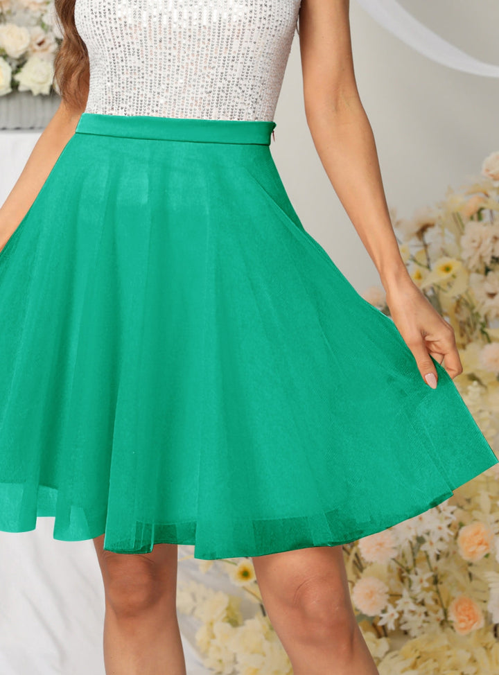Tulle Knee Length Dress Layered Tulle Skirt for Party-koscy