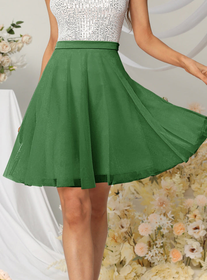 Tulle Knee Length Dress Layered Tulle Skirt for Party-koscy