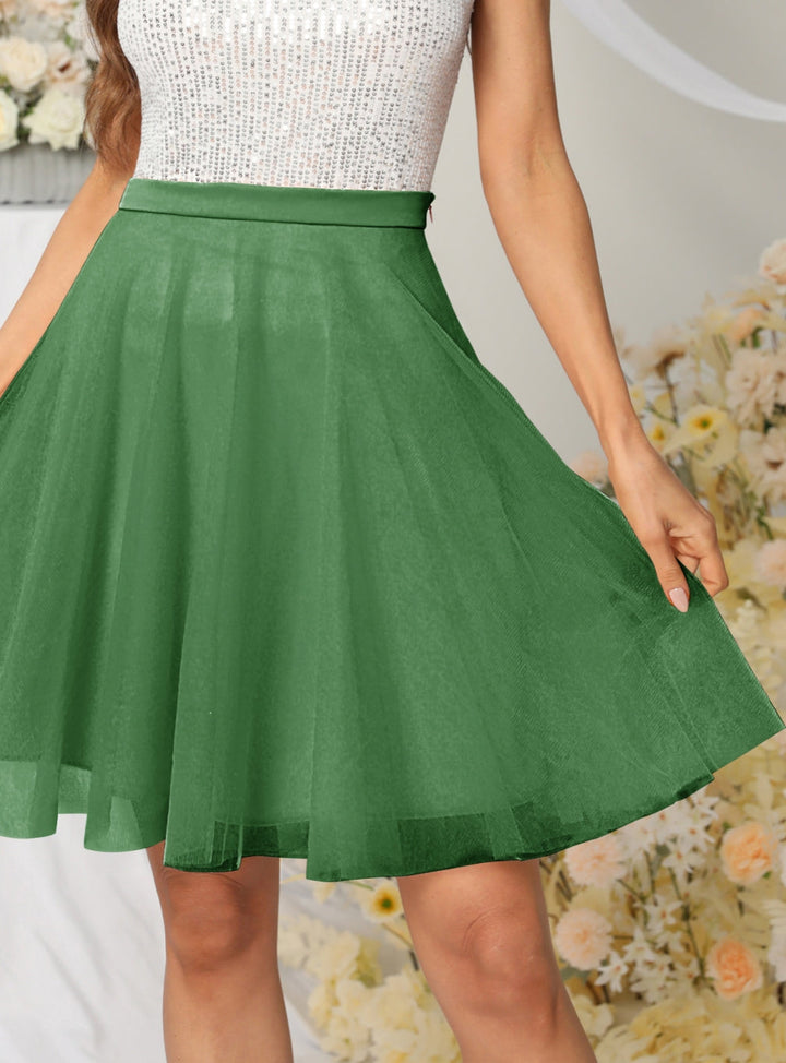 Tulle Knee Length Dress Layered Tulle Skirt for Party-koscy