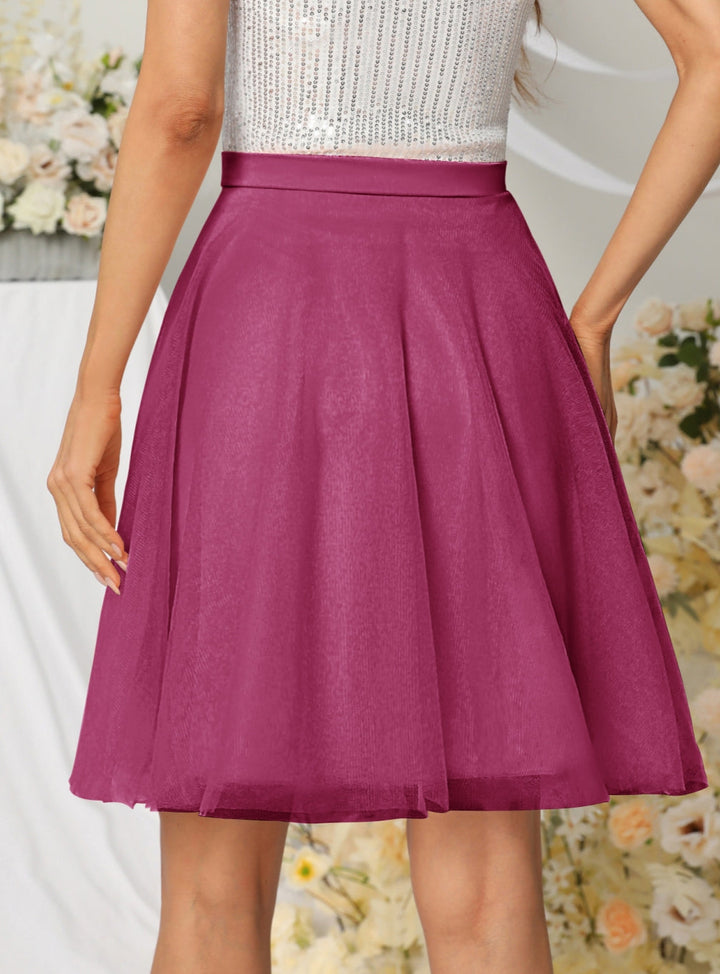 Tulle Knee Length Dress Layered Tulle Skirt for Party-koscy