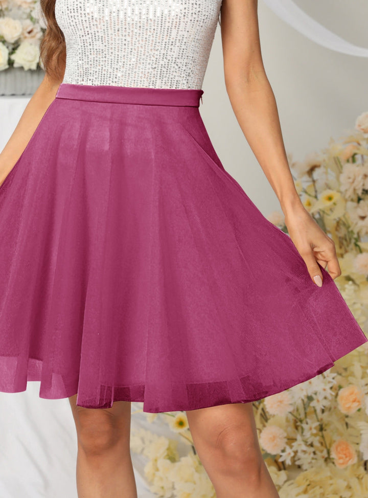 Tulle Knee Length Dress Layered Tulle Skirt for Party-koscy