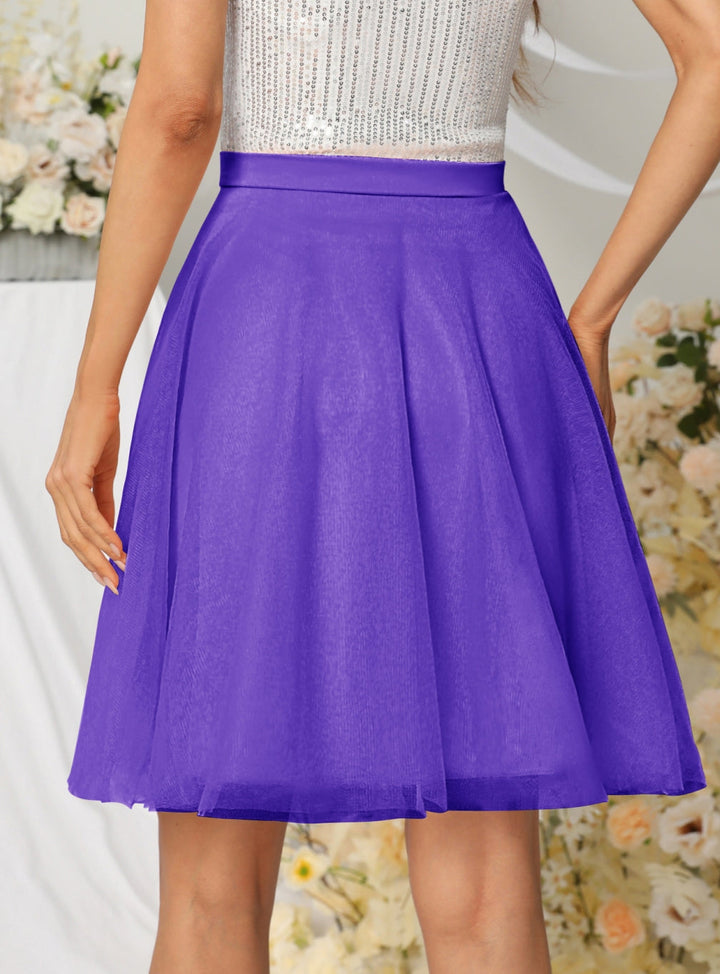 Tulle Knee Length Dress Layered Tulle Skirt for Party-koscy