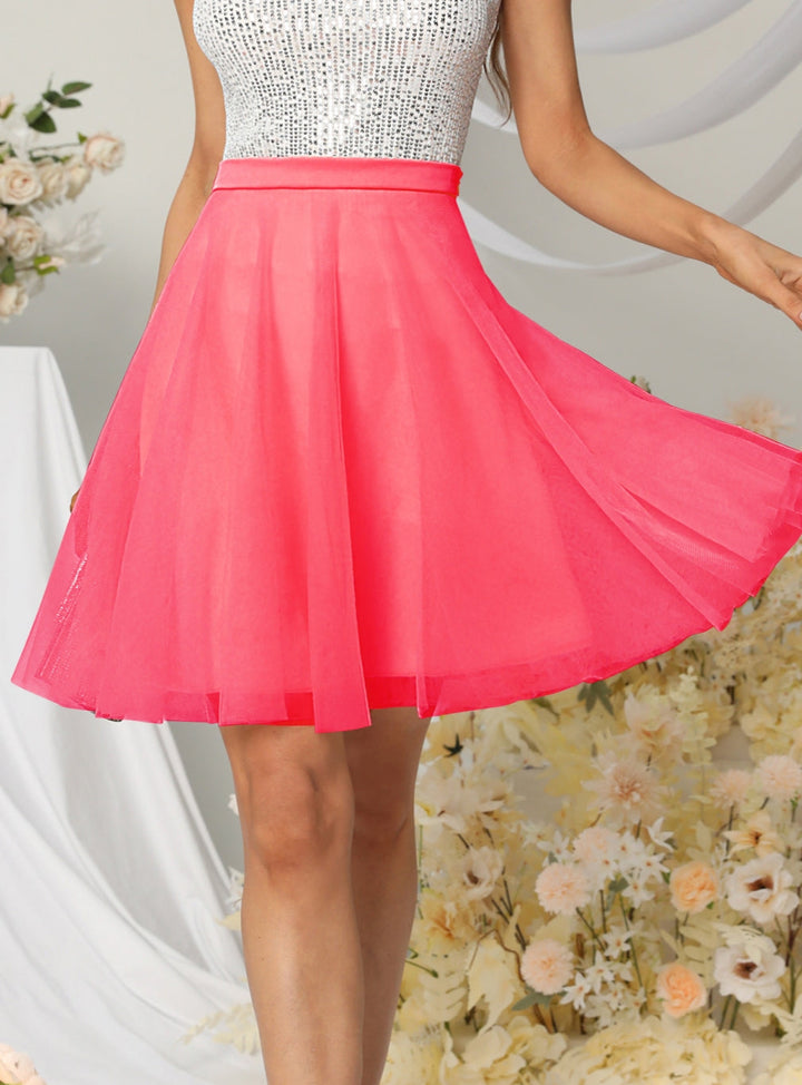 Tulle Knee Length Dress Layered Tulle Skirt for Party-koscy