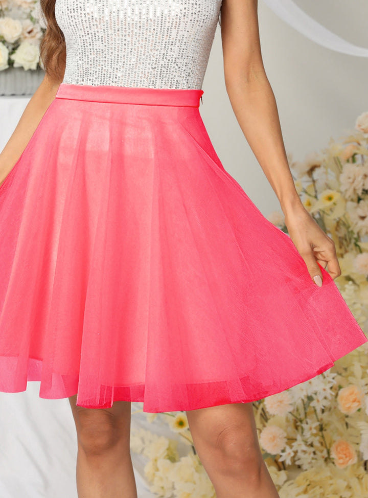 Tulle Knee Length Dress Layered Tulle Skirt for Party-koscy