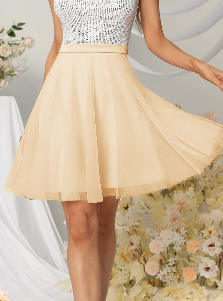 Tulle Knee Length Dress Layered Tulle Skirt for Party-koscy