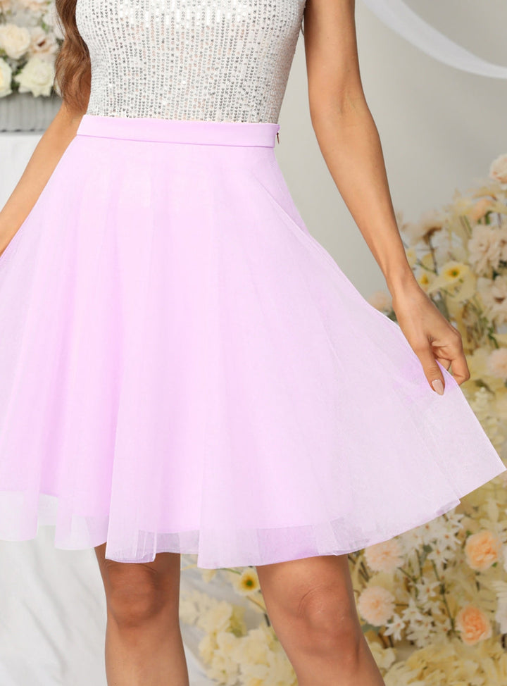 Tulle Knee Length Dress Layered Tulle Skirt for Party-koscy