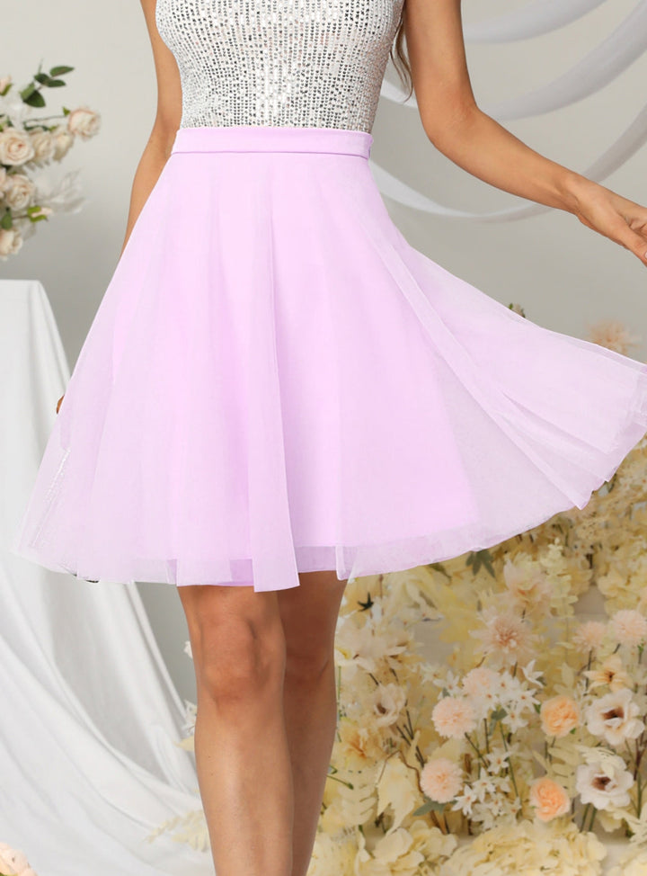 Tulle Knee Length Dress Layered Tulle Skirt for Party-koscy