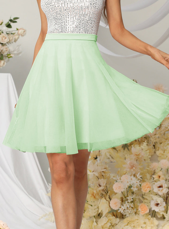 Tulle Knee Length Dress Layered Tulle Skirt for Party-koscy