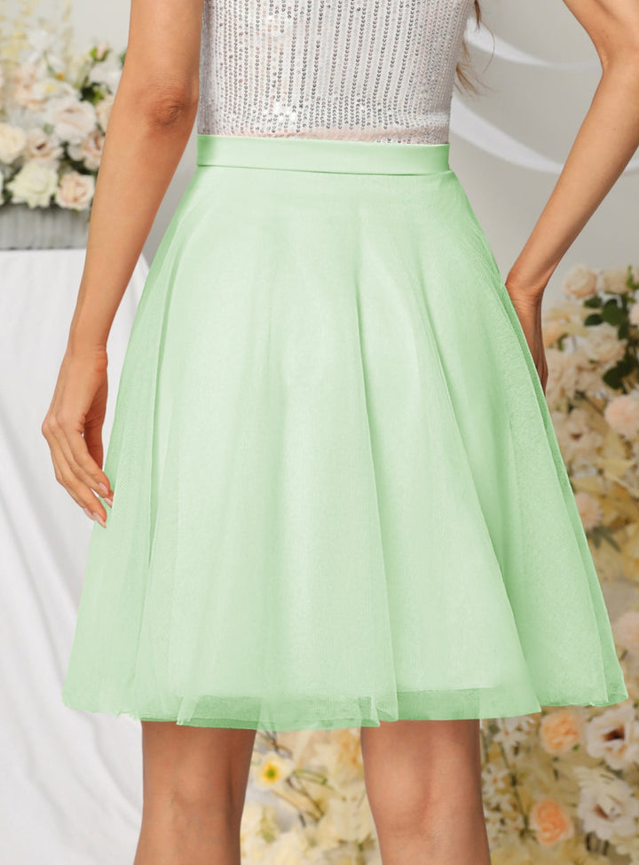 Tulle Knee Length Dress Layered Tulle Skirt for Party-koscy