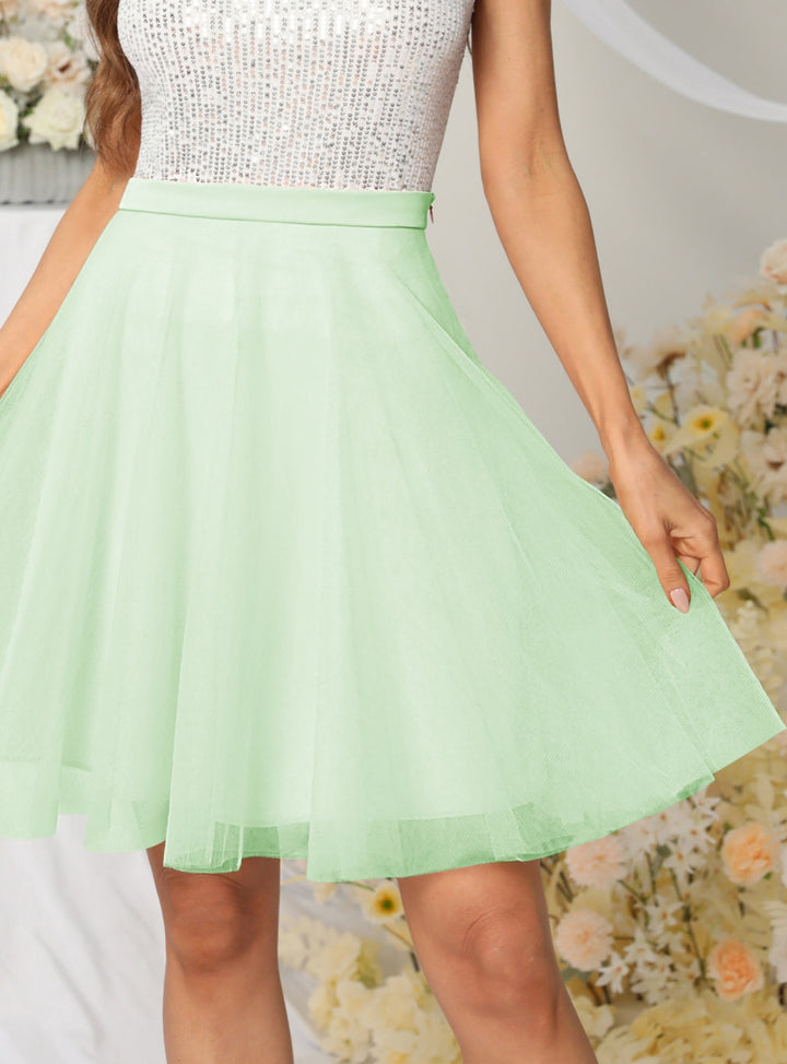 Tulle Knee Length Dress Layered Tulle Skirt for Party-koscy