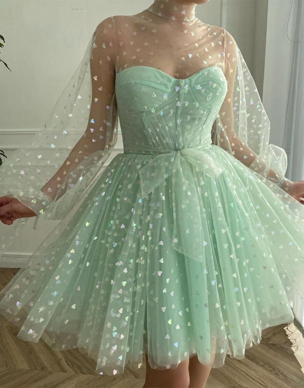 Koscy A-Line Corset Homecoming Dress with Sleeves
