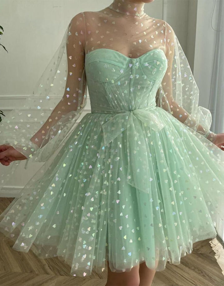 Koscy A-Line Corset Homecoming Dress with Sleeves