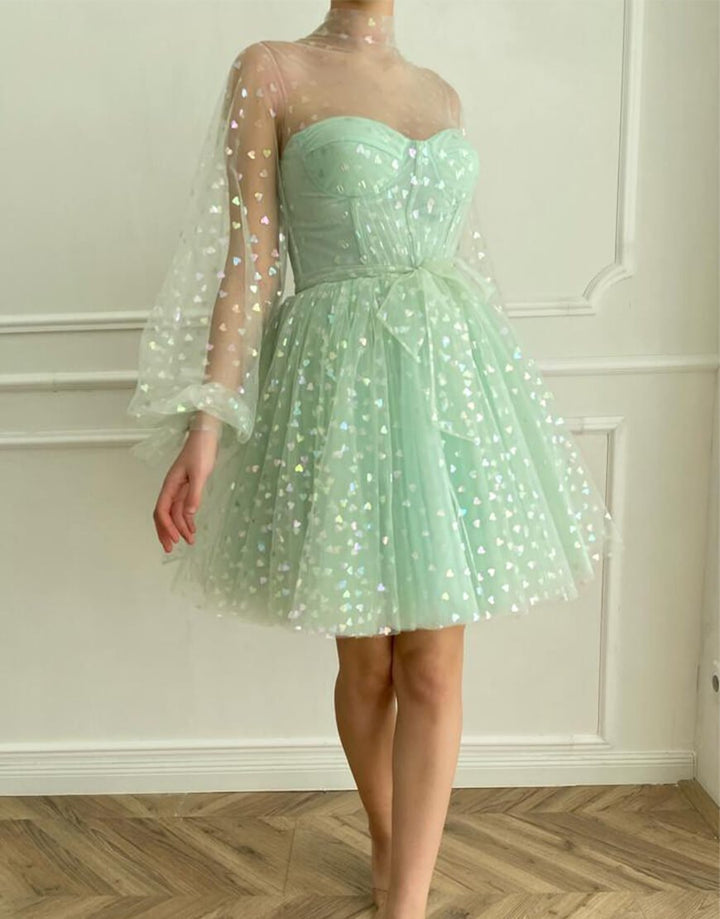 Koscy A-Line Corset Homecoming Dress with Sleeves