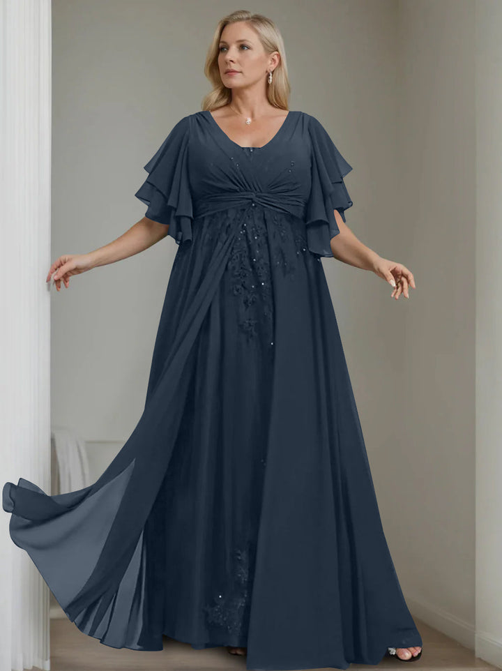 Unique Plus Size V-Neck A-Line Princess Floor-Length Mother of the Bride Dress with Unique Plus Size V-Neck A-Line Princess Floor-Length Mother of the Bride Dress with