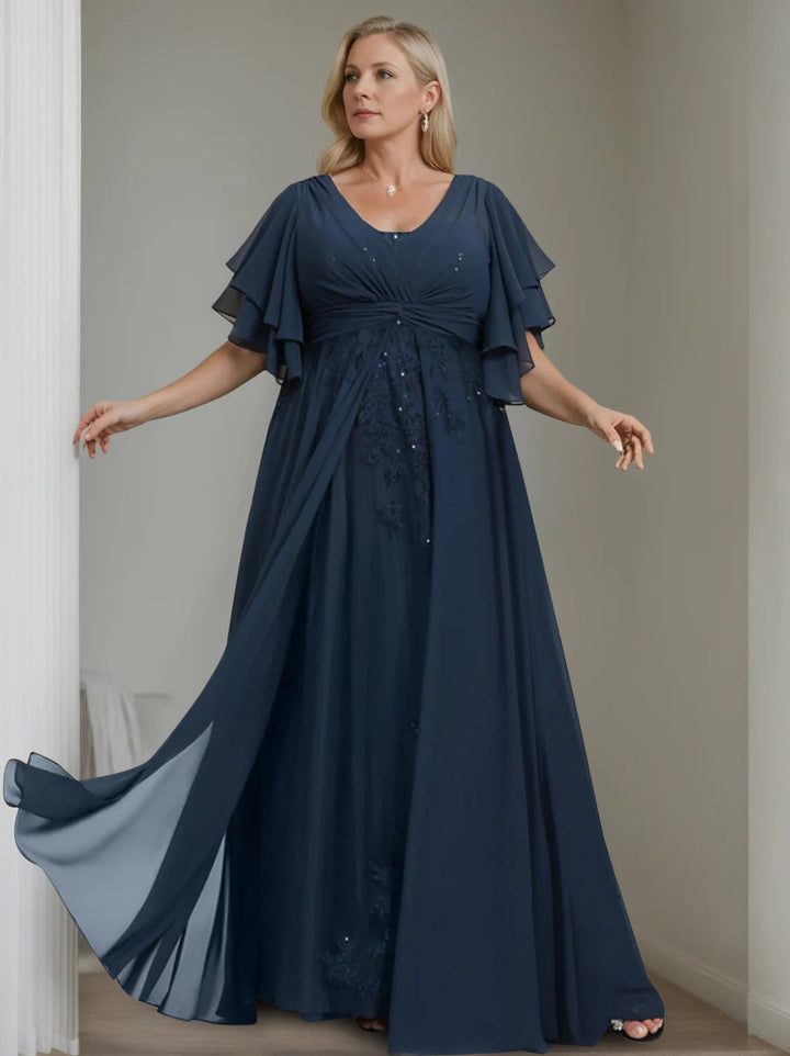 strapless open back dress Unique Plus Size V-Neck A-Line Princess Floor-Length Mother of the Bride  Dress with