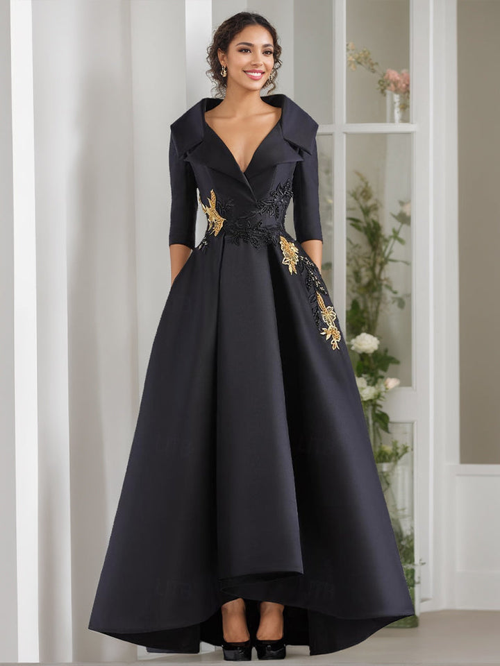 navy blue dress for baby girl A Line V-Neck Lace Appliques Romantic Princess Wedding Dress QW2621 US8 / Ivory main image 0