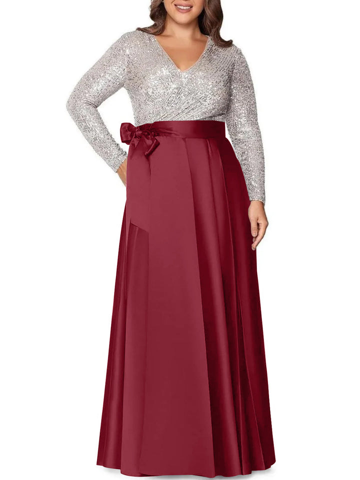 sequin mother of the bride dresses plus size Plus Size Applique Sequin Mother of the Bride Dress