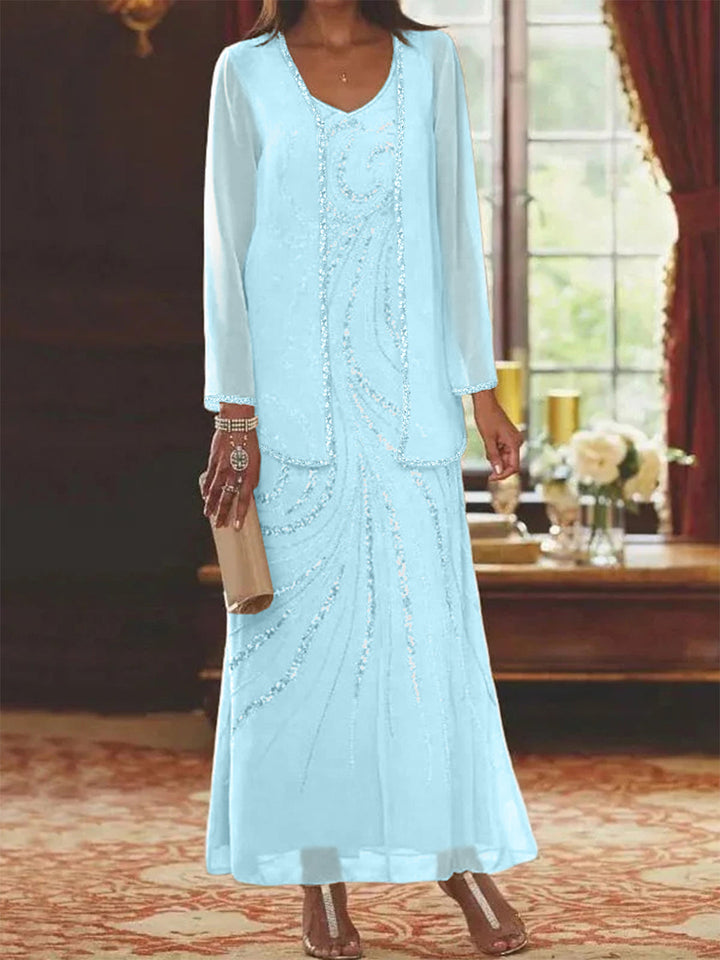 mother of the bride dresses with jackets ankle length Sheath/Column V-Neck Ankle-Length Jacket & Sequins Ishmael wedding party dresses and Mark Wong Nark Black Sizes:UK 8