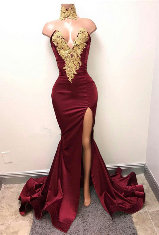 burgundy prom dresses for sale Burgundy Off-the-Shoulder Sequins Prom Dress Mermaid Long Slit main image 0