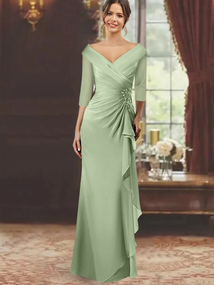 v neck mother of the bride dresses Stormy This beautiful A A Line V Neck 3/4