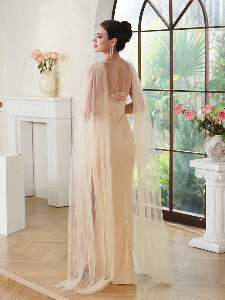 Vintage Mermaid Polyester Knitted Scoop Sleeveless Champagne Gold Prom Vintage Mermaid Polyester Knitted Scoop Sleeveless Champagne Gold Prom