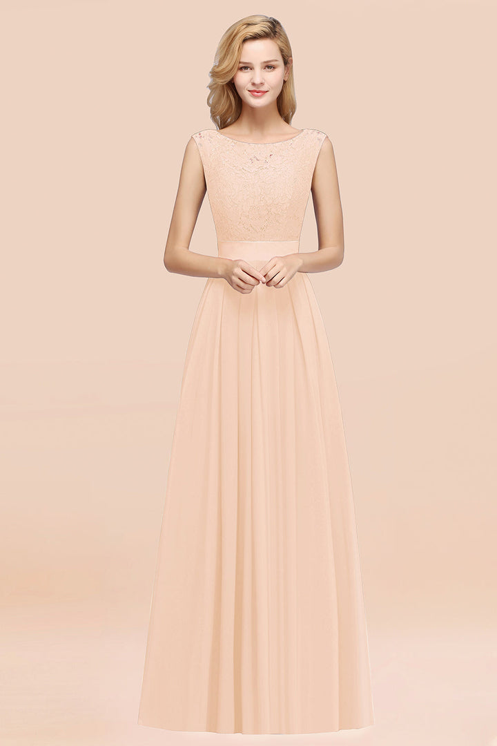 Vintage Sleeveless Lace Bridesmaid dresses Affordable Chiffon Wedding Party Dress