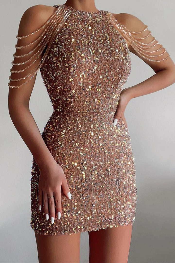White Jewel Neck Sequins Sheath Short Homecoming Dress White Jewel Neck Sequins Sheath Short Homecoming Dress