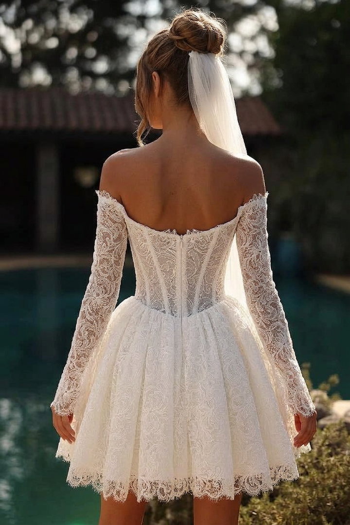sheer short wedding dress Short Wedding Dress Shiori with Detachable Straps