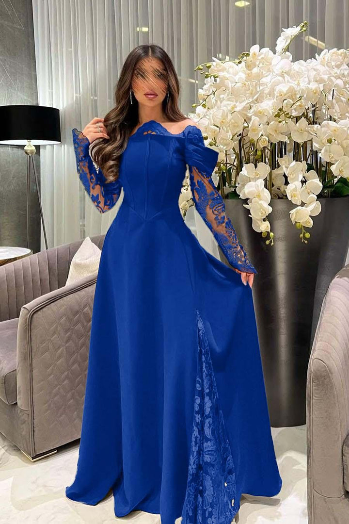formal off the shoulder long sleeve dress White Sleeves Long With Appliques Shoulder Long Sleeve Maxi Color:SeaMist (DarkSeaGreen) Mexican Fiesta Dress Long Sleeve Evening Dress