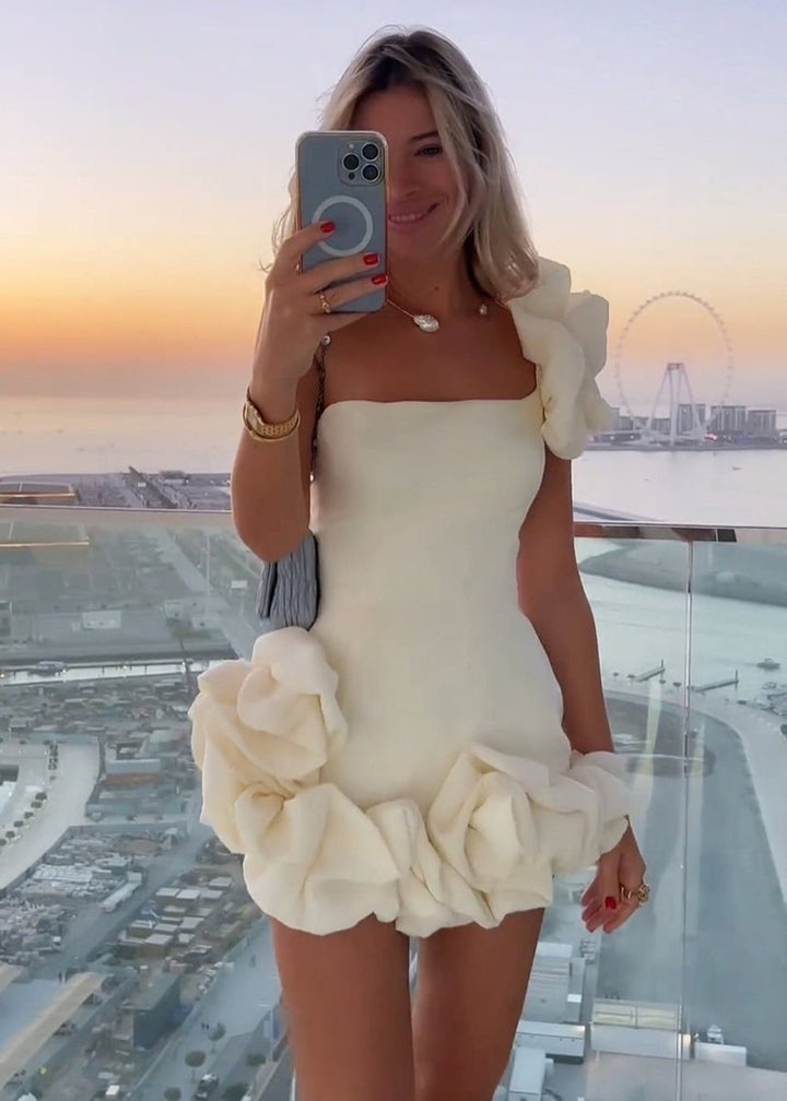 Koscy White Strapless Bodycon Homecoming Dress With Ruffles