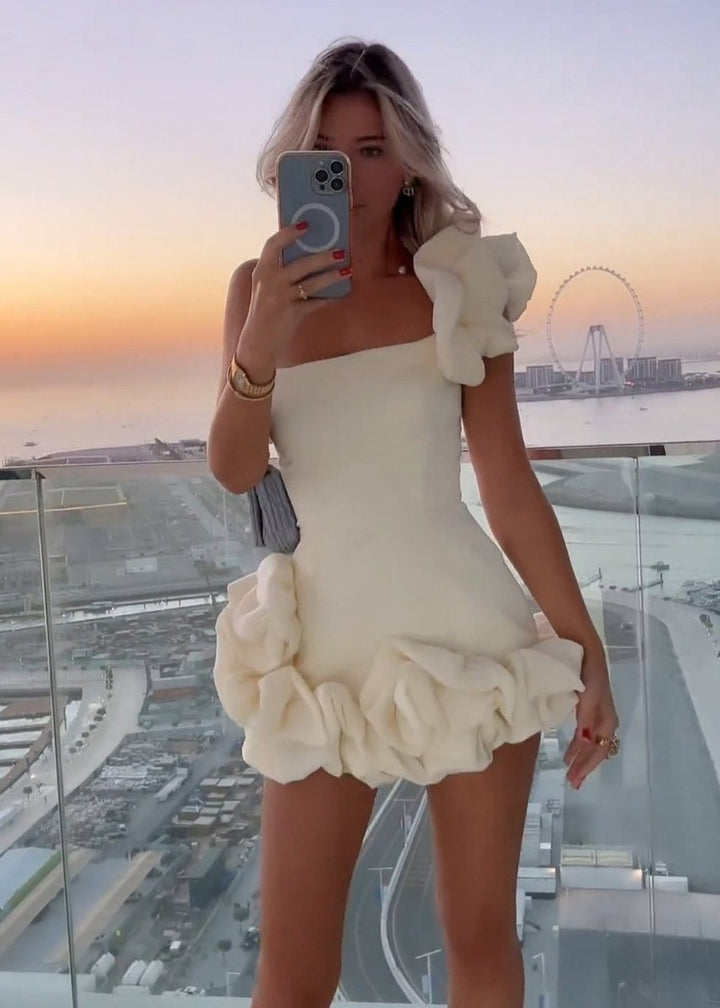 Koscy White Strapless Bodycon Homecoming Dress With Ruffles
