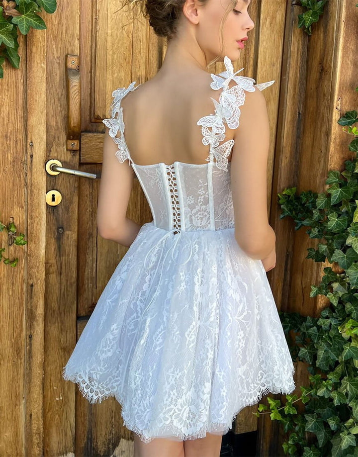 Koscy A-line Sweetheart White Corset Homecoming Dress