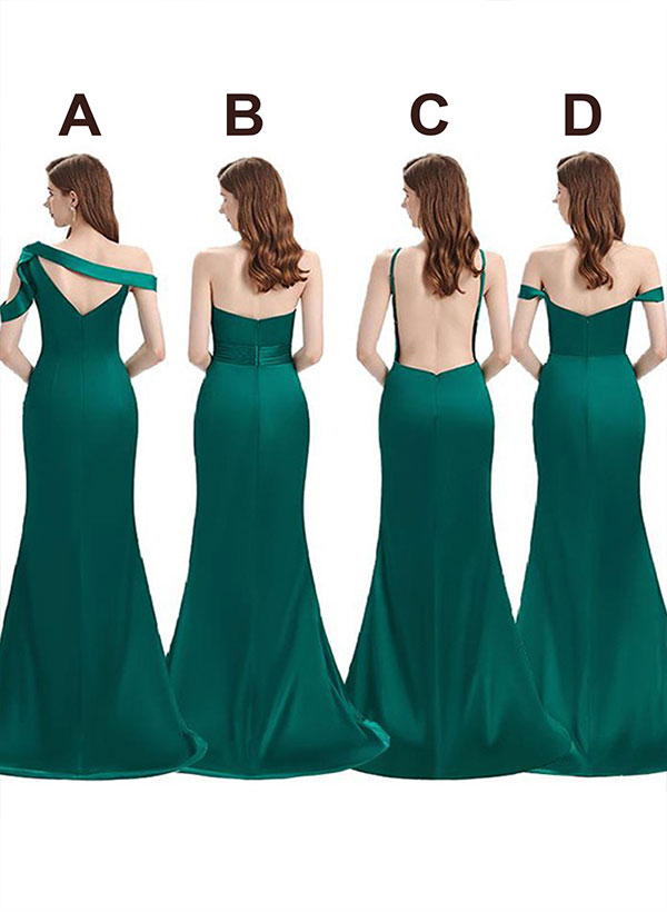 Floor-Length Silk-like Satin Bridesmaid Dress With Split Front