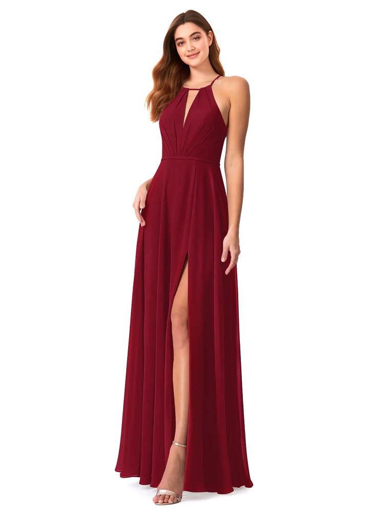 A-Line Chiffon Bridesmaid Dresses Featuring Open Back