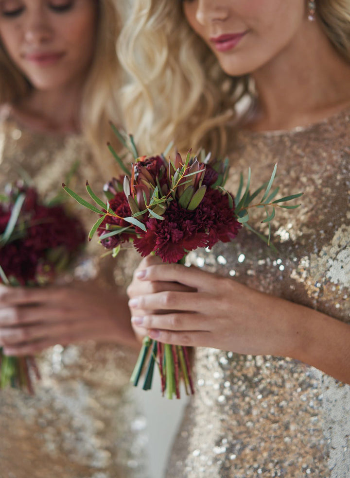 Champagne Sequins Open Back Bridesmaid Dresses Trumpet/Mermaid