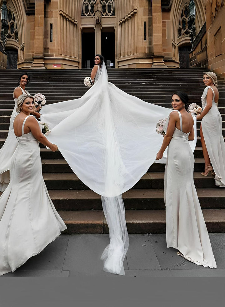 Cowl Neck Sleeveless Chiffon Bridesmaid Dresses With Front Split