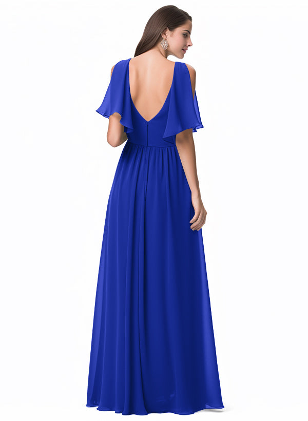 A-Line V-neck Bridesmaid Dress With Front Split