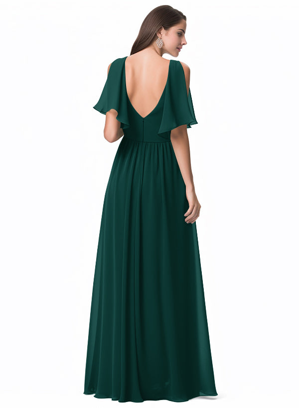 A-Line V-neck Bridesmaid Dress With Front Split
