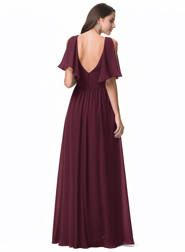 A-Line V-neck Bridesmaid Dress With Front Split